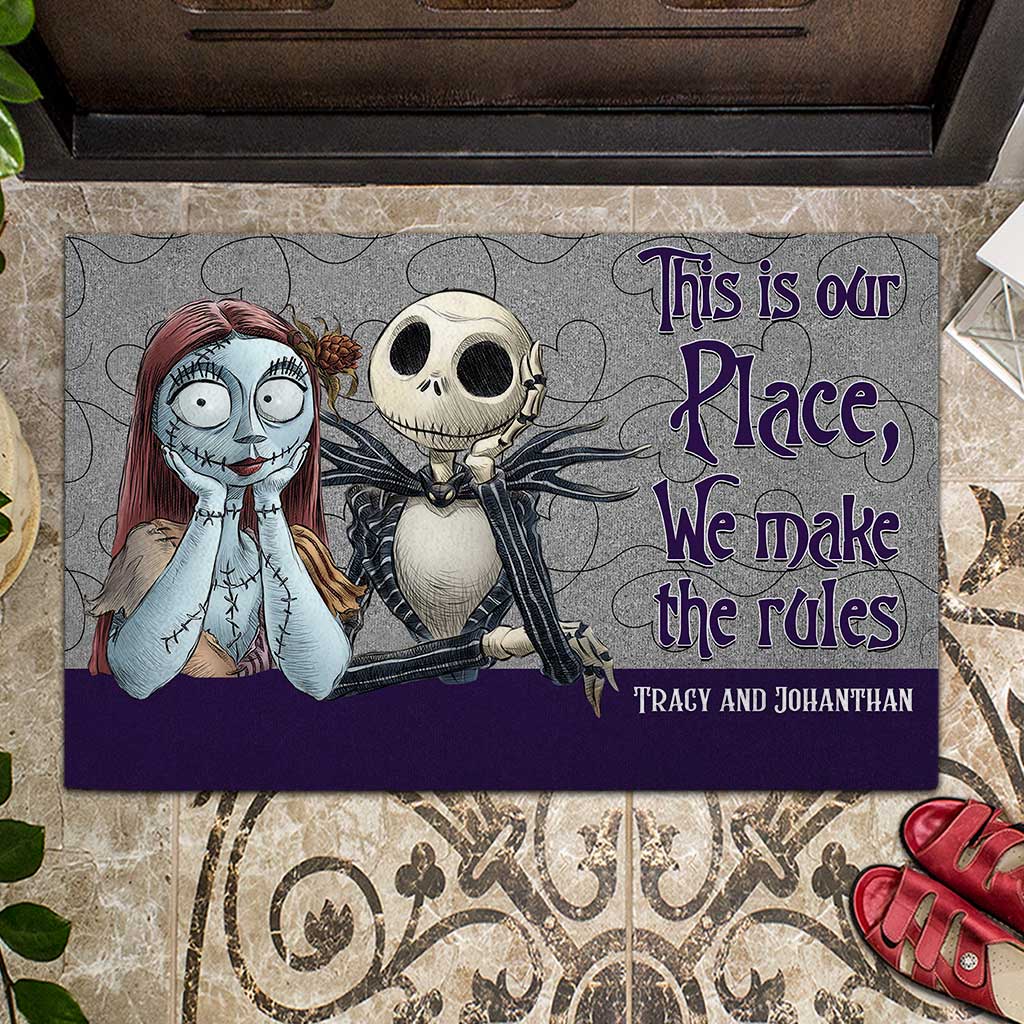 Personalized Halloween Doormat for Couples | Custom Name Gift
