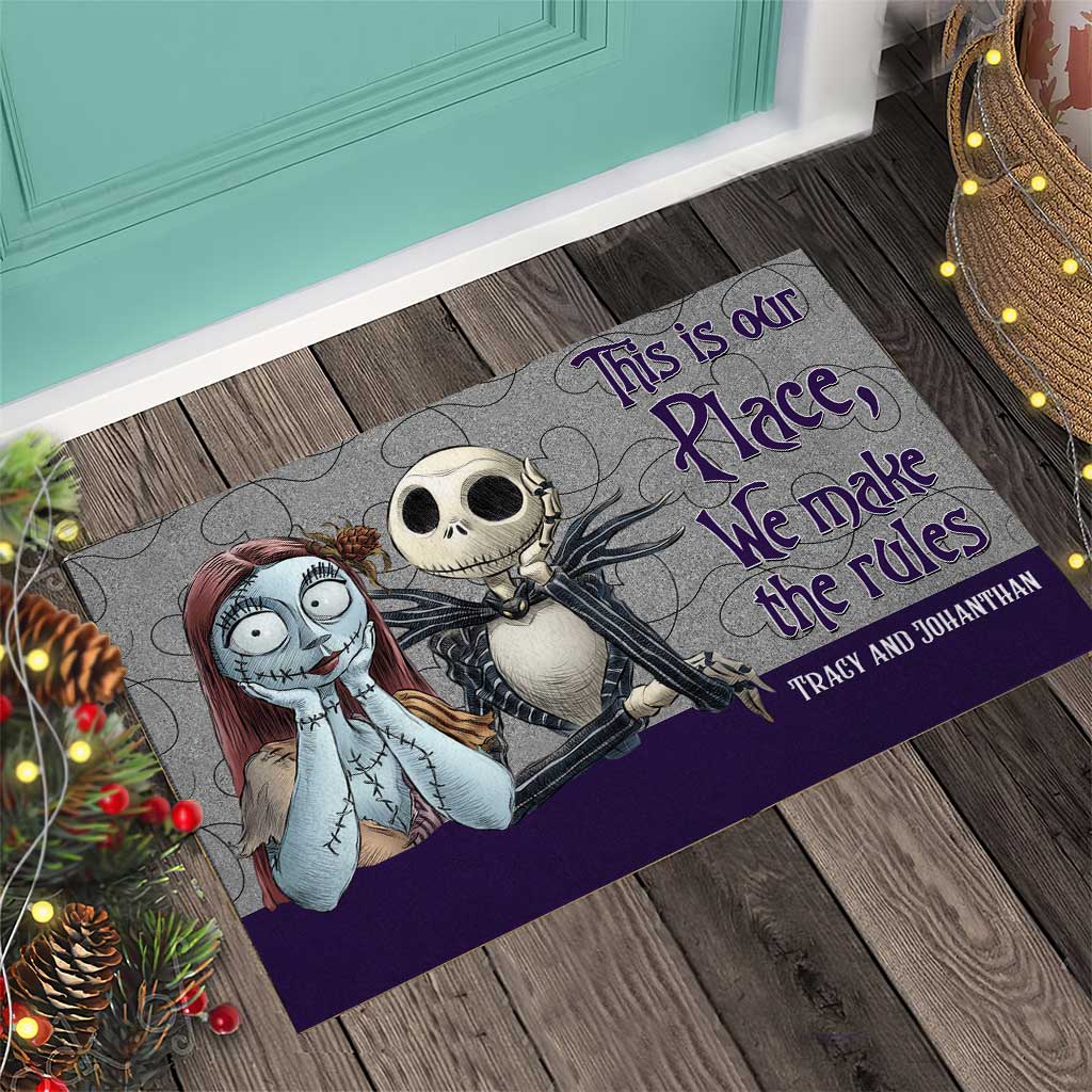 Personalized Halloween Doormat for Couples | Custom Name Gift