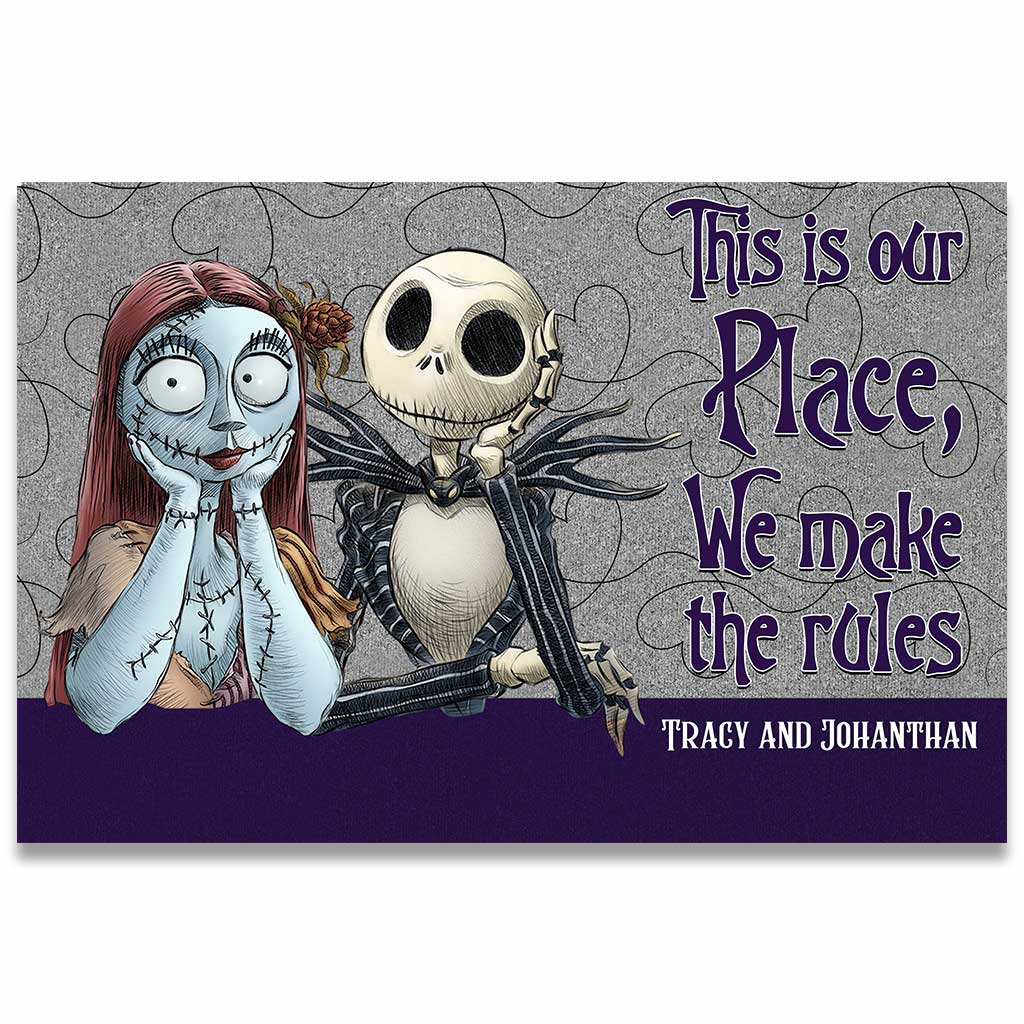 Personalized Halloween Doormat for Couples | Custom Name Gift