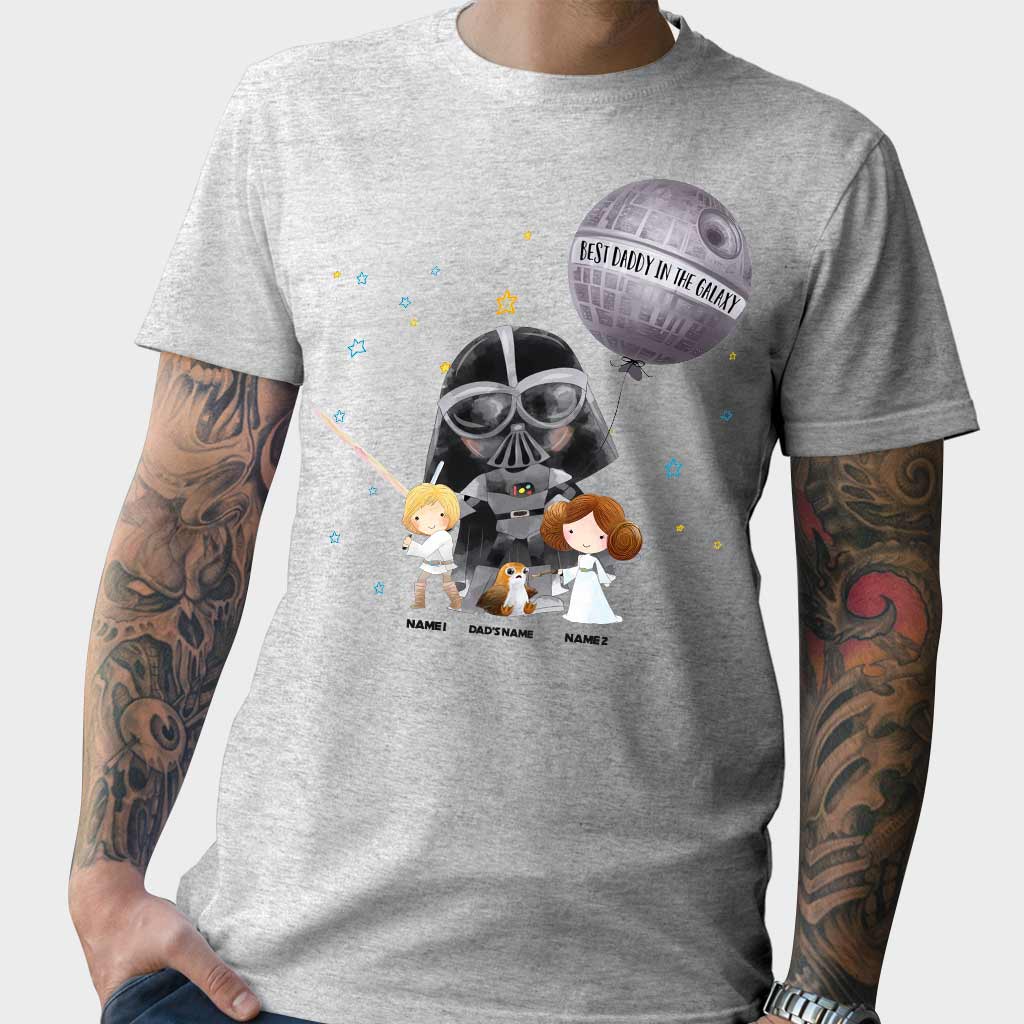 Personalized Best Dad in the Galaxy T-Shirt & Hoodie for Father's Day
