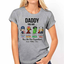 Load image into Gallery viewer, Personalized Father's Day T-shirt Hoodie Superhero Gift
