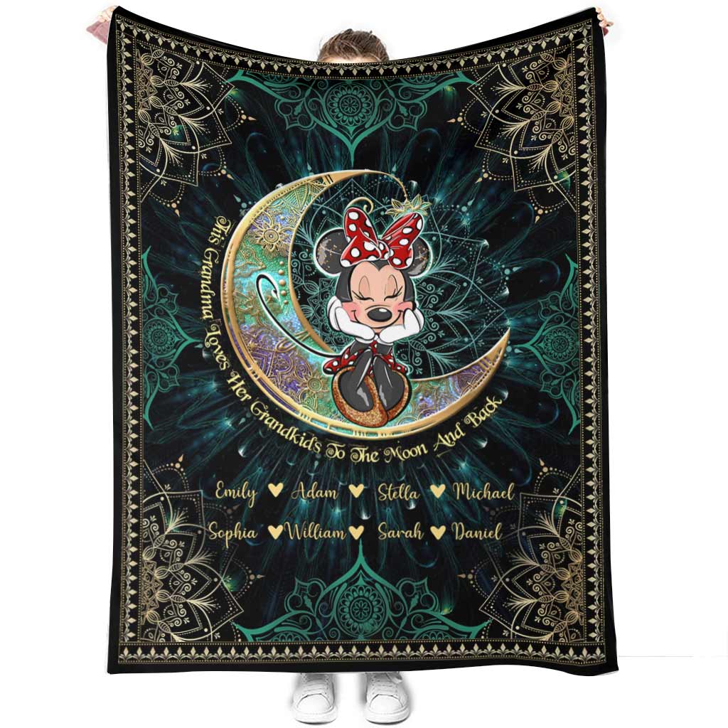 Personalized Mouse Blanket for Grandma with Grandkids Names - Unique Gift