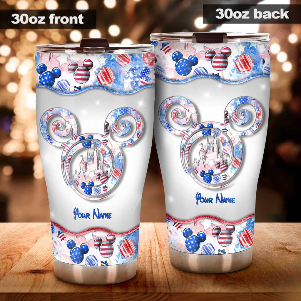 Personalized Independence Day Tumbler with Name - 4th of July Gift
