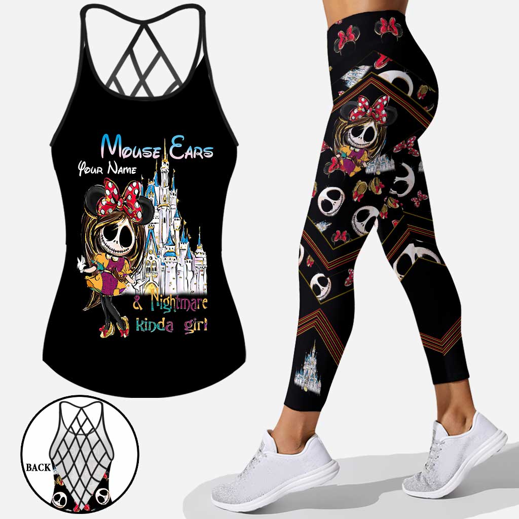 Personalized Cross Tank Top & Leggings Set for Girls - Mouse Ears Gift