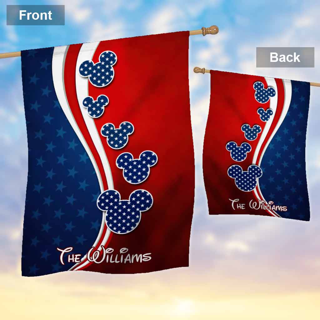 Personalized Mouse Ears House Flag Custom Name for 4th of July