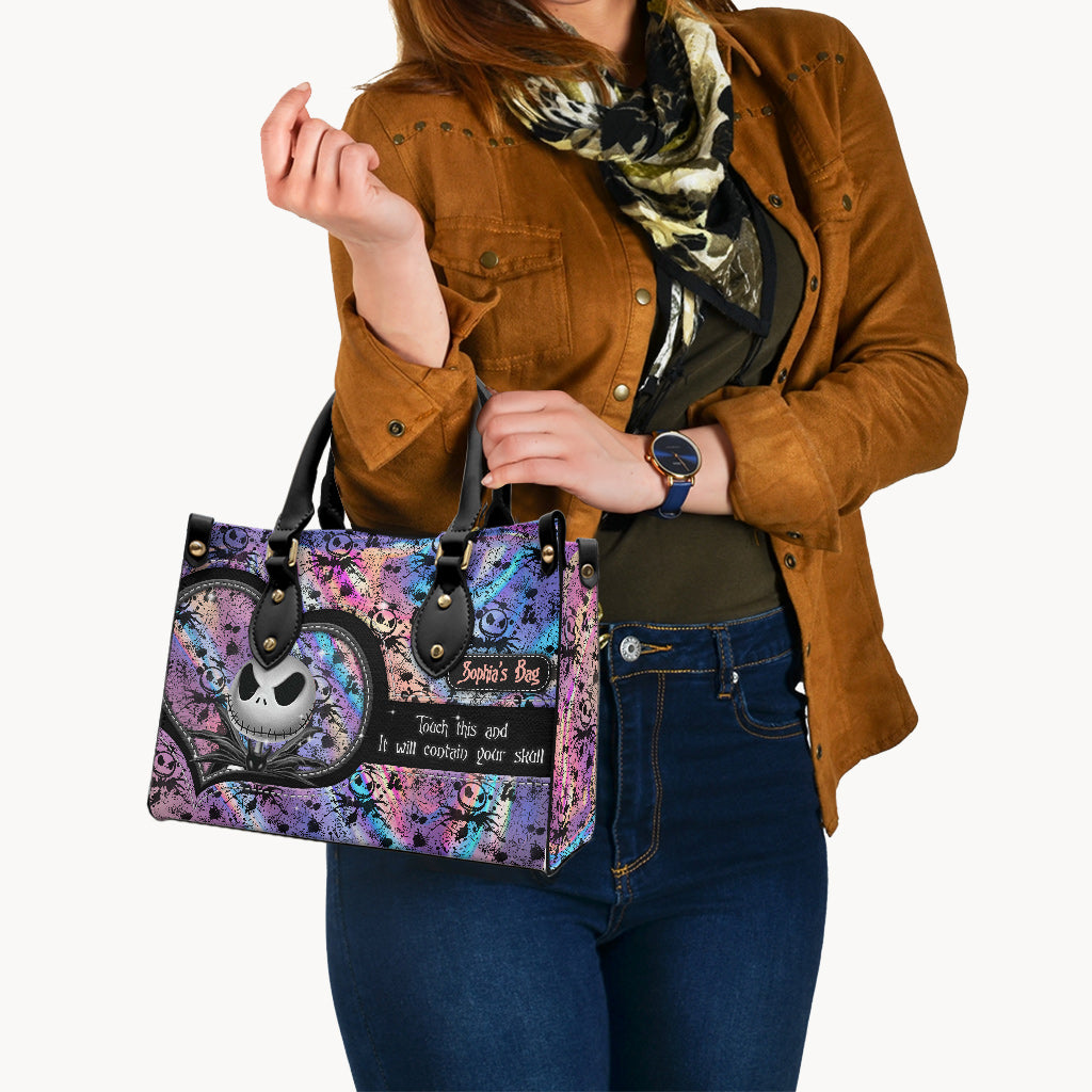 Personalized Leather Handbag with Skull Design for Women Gift