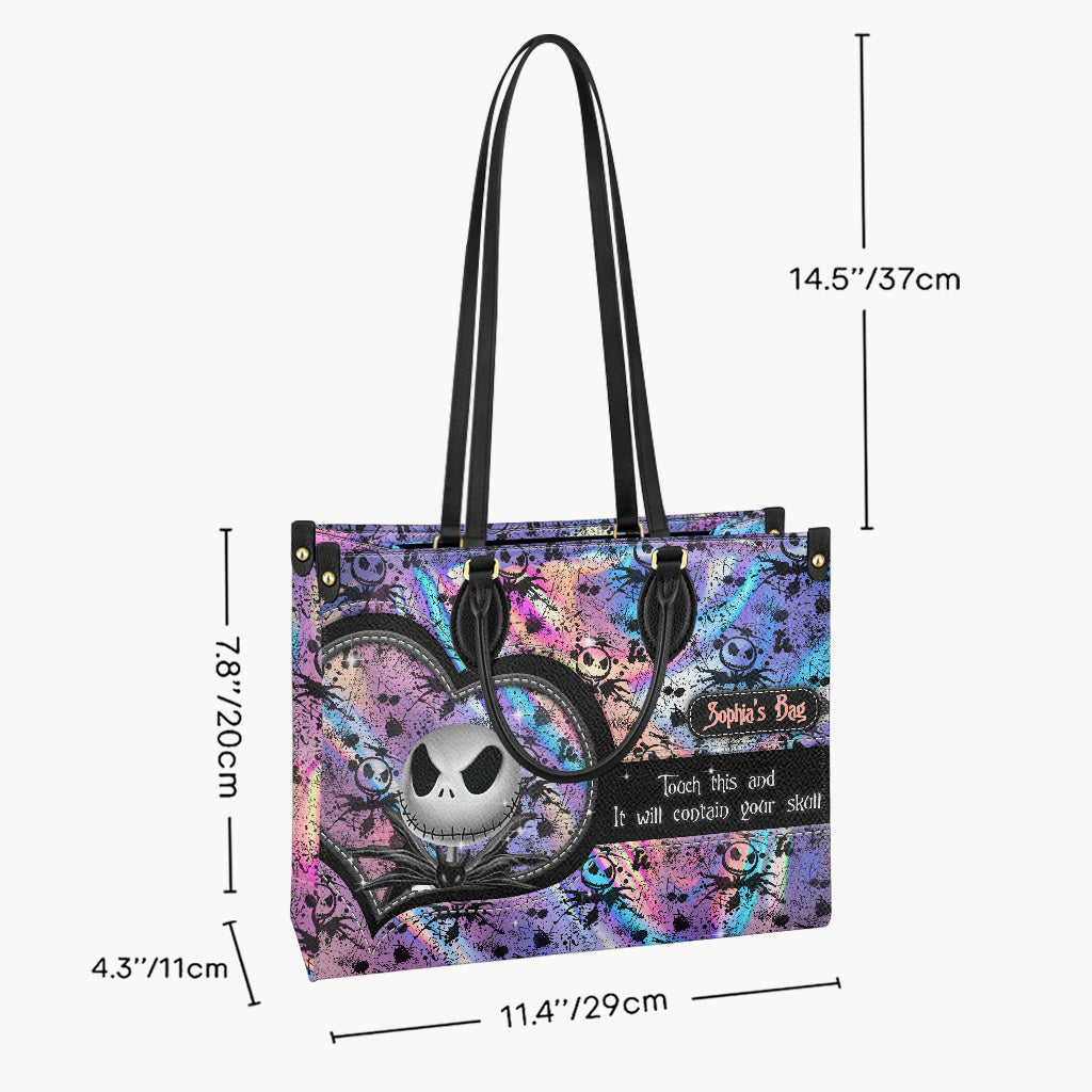 Personalized Leather Handbag with Skull Design for Women Gift