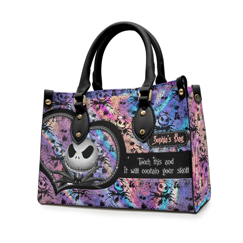 Personalized Leather Handbag with Skull Design for Women Gift