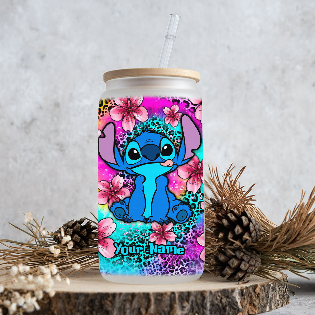 Personalized Glass Can with Straw Custom Name Gift for Mom