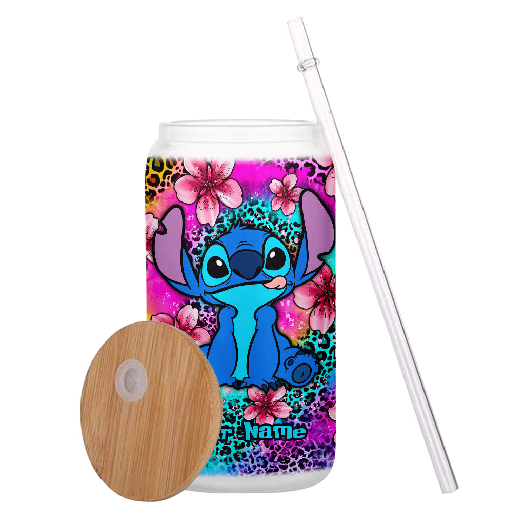 Personalized Glass Can with Straw Custom Name Gift for Mom