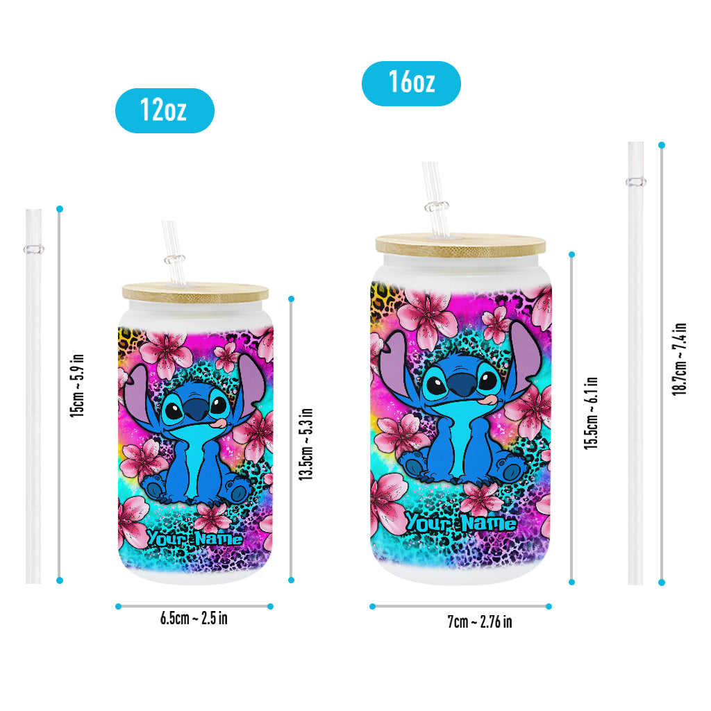Personalized Glass Can with Straw Custom Name Gift for Mom