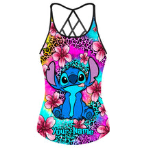 Load image into Gallery viewer, Personalized Ohana Cross Tank Top Custom Name Gift for Mom
