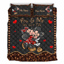 Load image into Gallery viewer, Personalized Mouse Ears Quilt Set with Love Design for Couples
