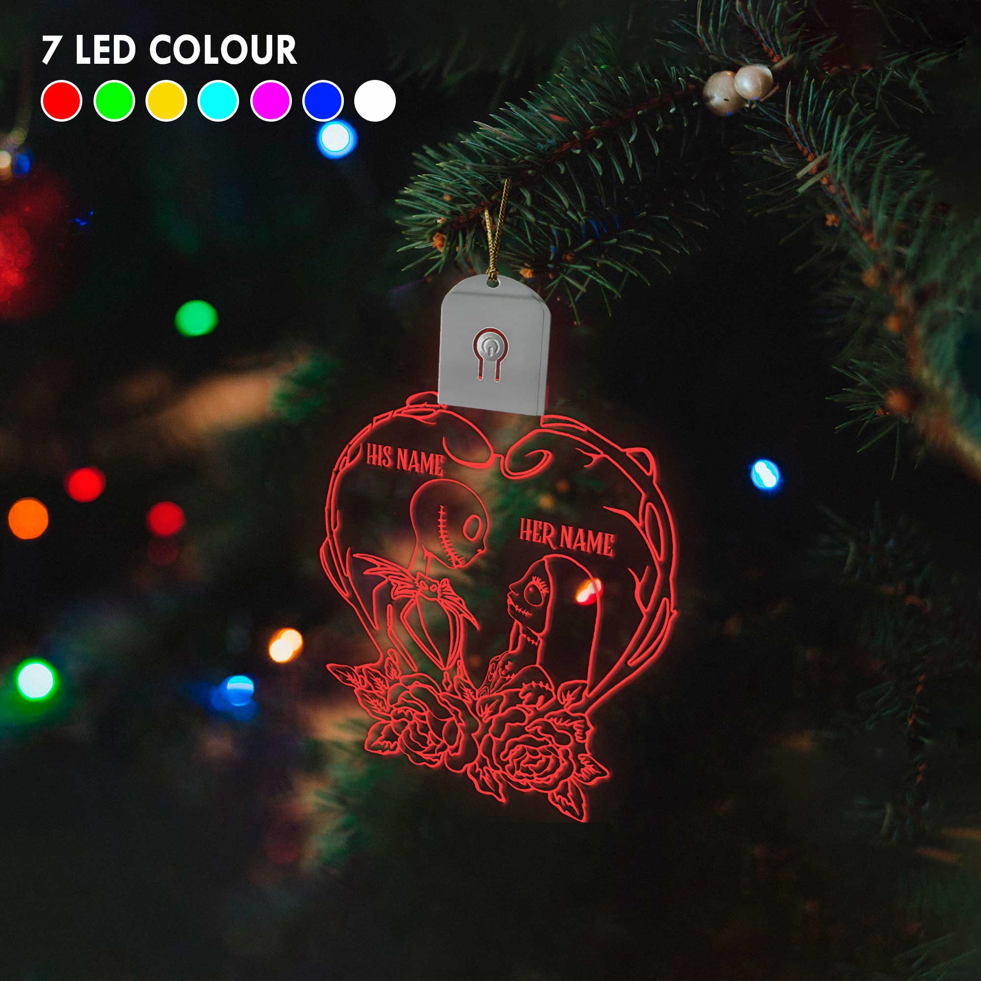 Personalized Nightmare Before Christmas LED Acrylic Ornament Gift