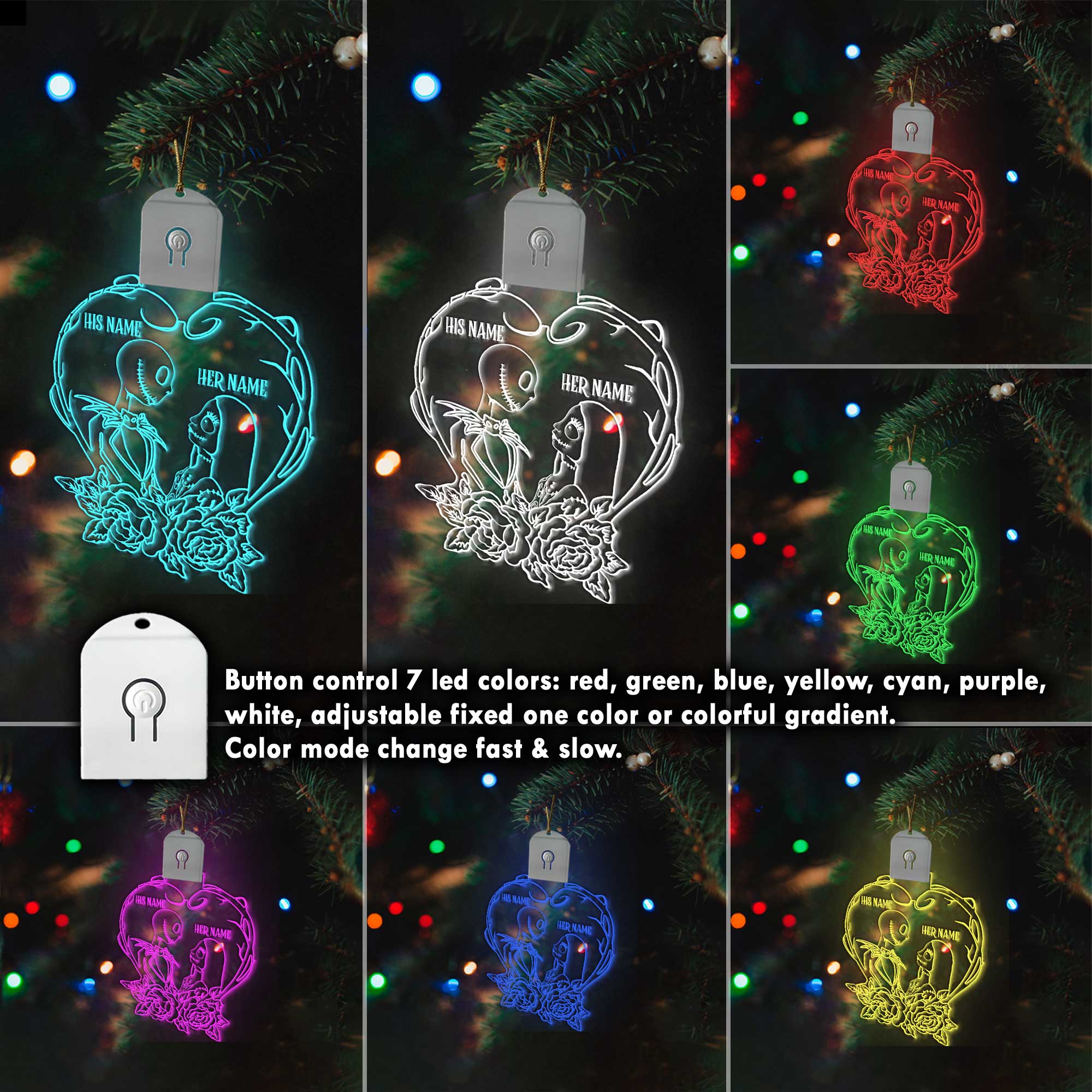 Personalized Nightmare Before Christmas LED Acrylic Ornament Gift