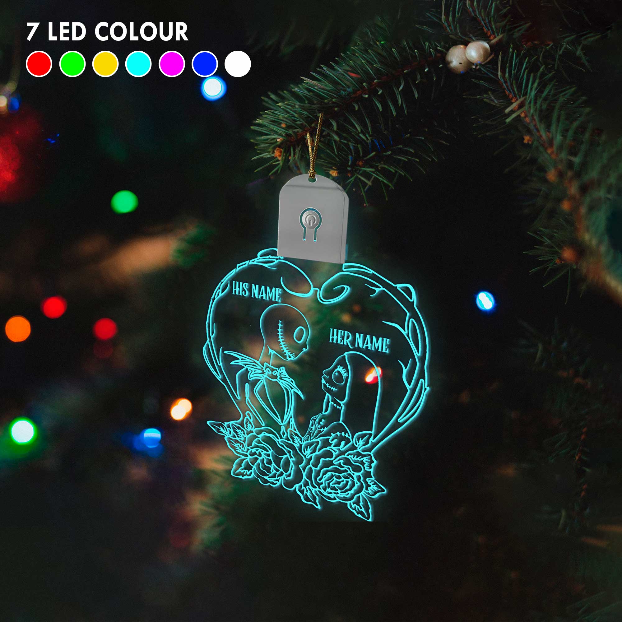 Personalized Nightmare Before Christmas LED Acrylic Ornament Gift