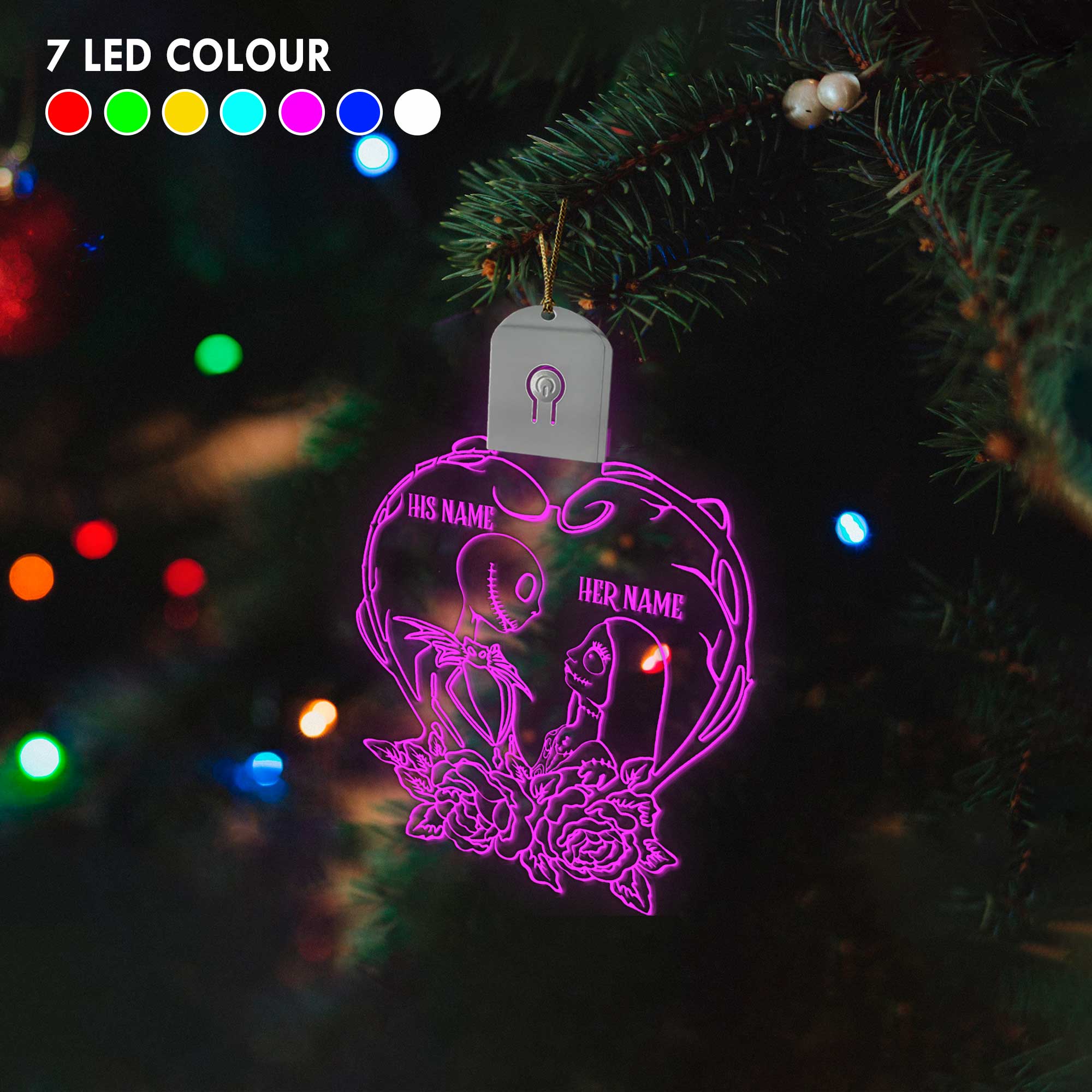 Personalized Nightmare Before Christmas LED Acrylic Ornament Gift