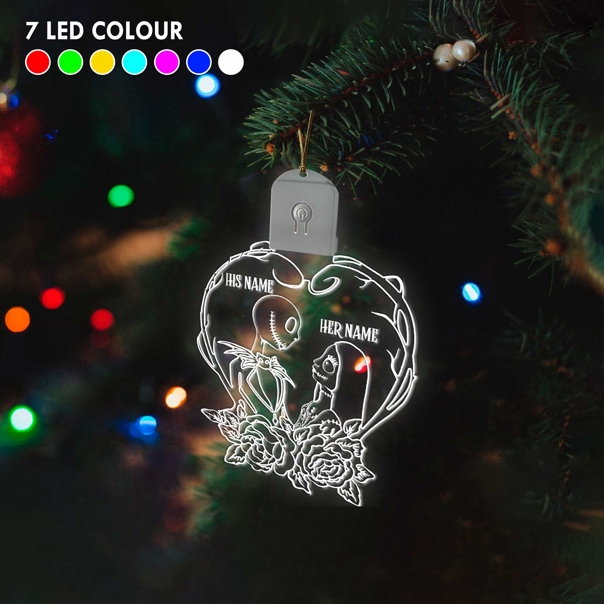 Personalized Nightmare Before Christmas LED Acrylic Ornament Gift
