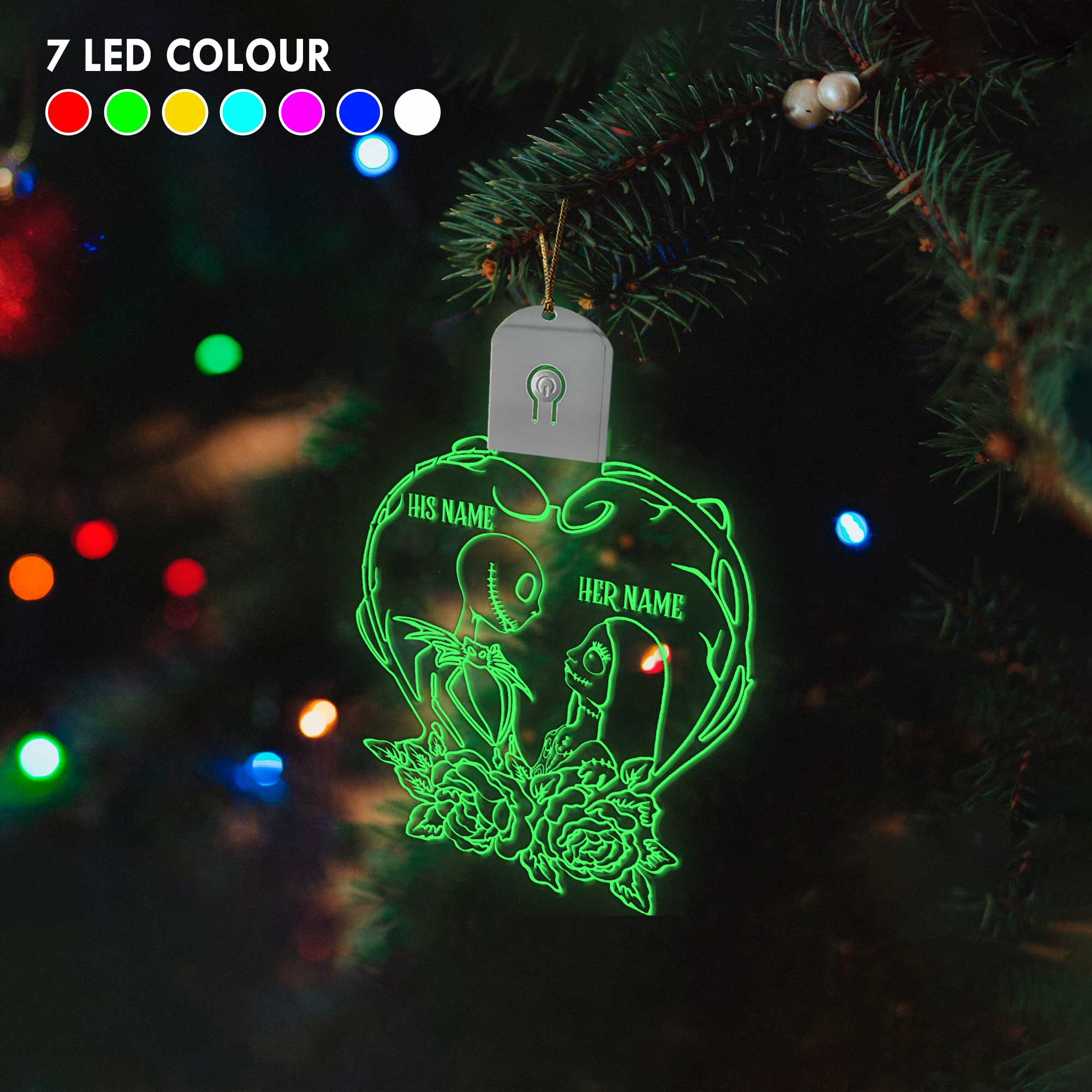 Personalized Nightmare Before Christmas LED Acrylic Ornament Gift