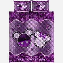 Load image into Gallery viewer, Personalized Mouse Quilt Set Custom Name Gift for Couples
