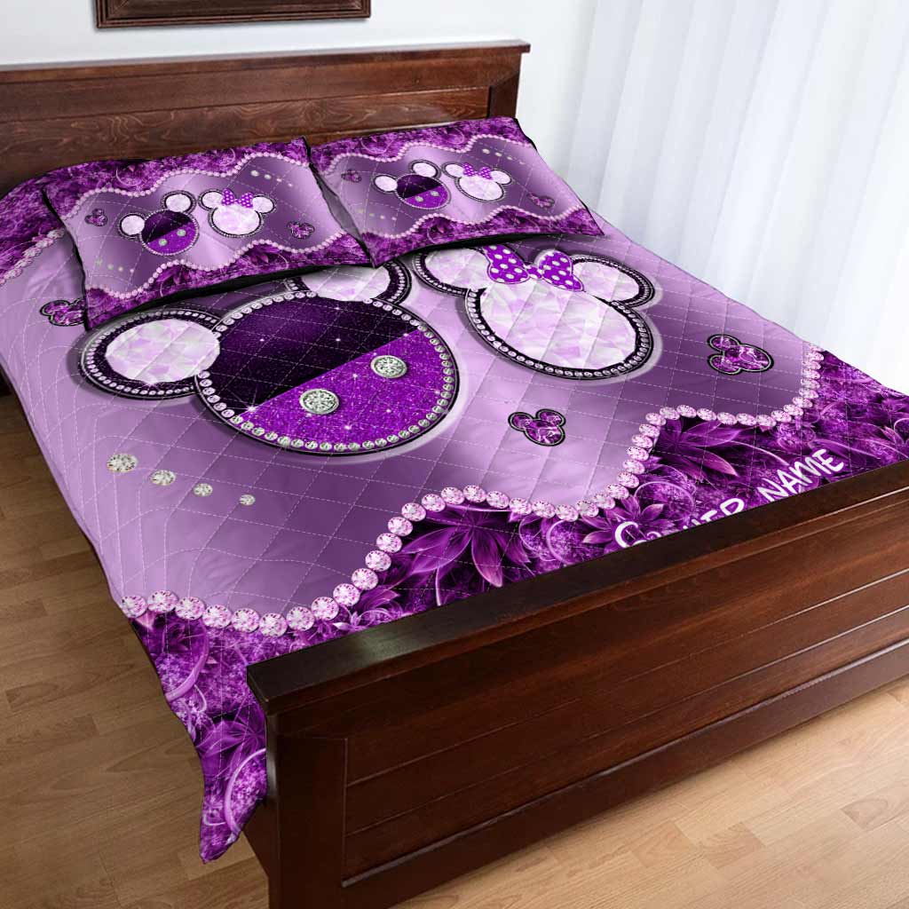 Personalized Mouse Quilt Set Custom Name Gift for Couples