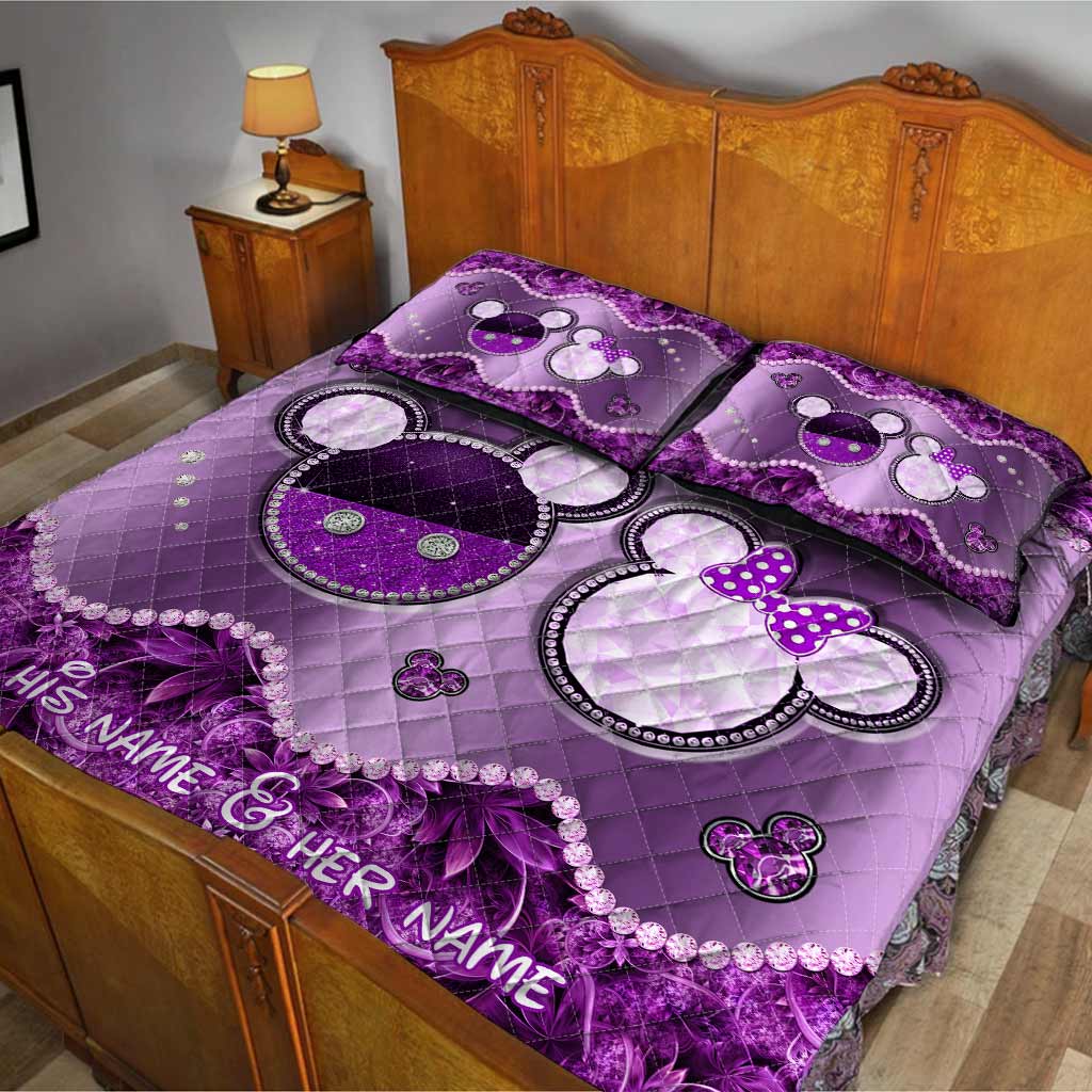 Personalized Mouse Quilt Set Custom Name Gift for Couples