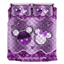 Load image into Gallery viewer, Personalized Mouse Quilt Set Custom Name Gift for Couples

