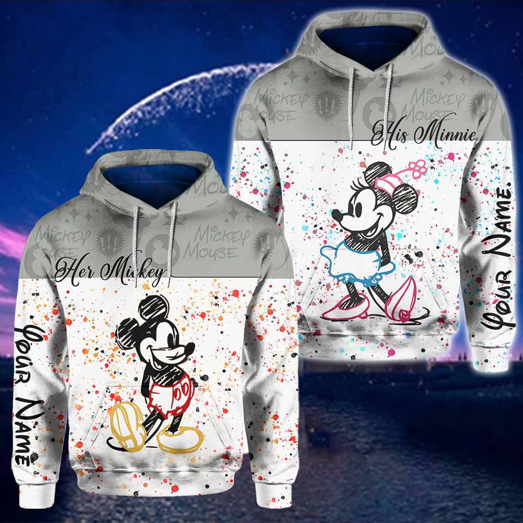 Personalized Couple Mouse Hoodies Custom Name Gift for Him & Her