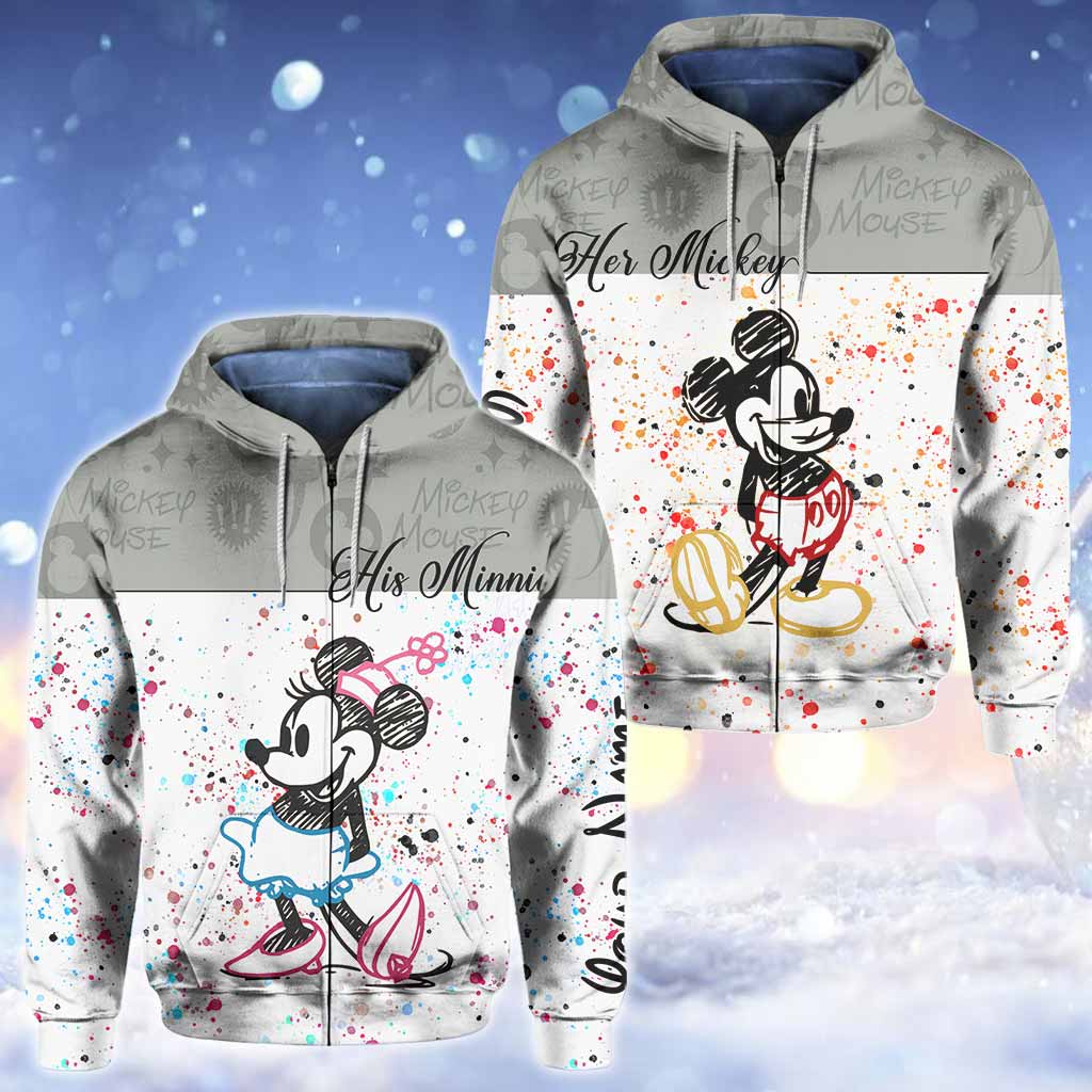 Personalized Couple Mouse Hoodies Custom Name Gift for Him & Her