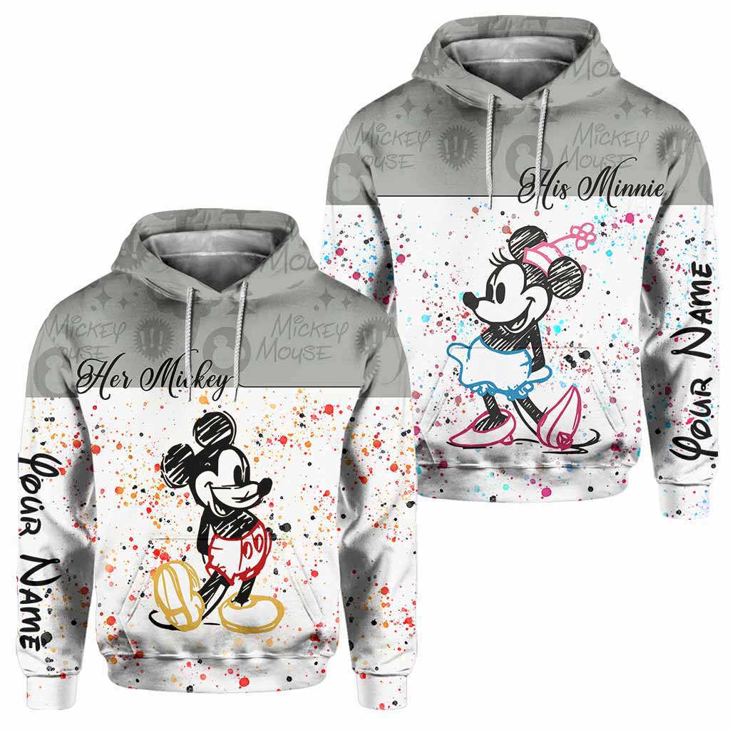 Personalized Couple Mouse Hoodies Custom Name Gift for Him & Her