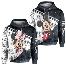 Load image into Gallery viewer, Personalized Couple Mouse Hoodies Custom Names Unique Gift
