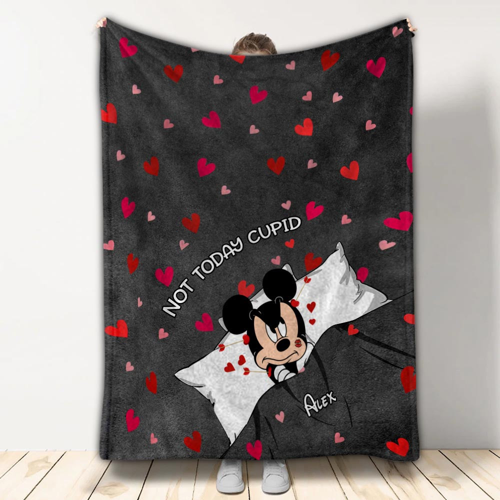 Personalized Not Today Cupid Mouse Blanket Custom Gift for Valentine