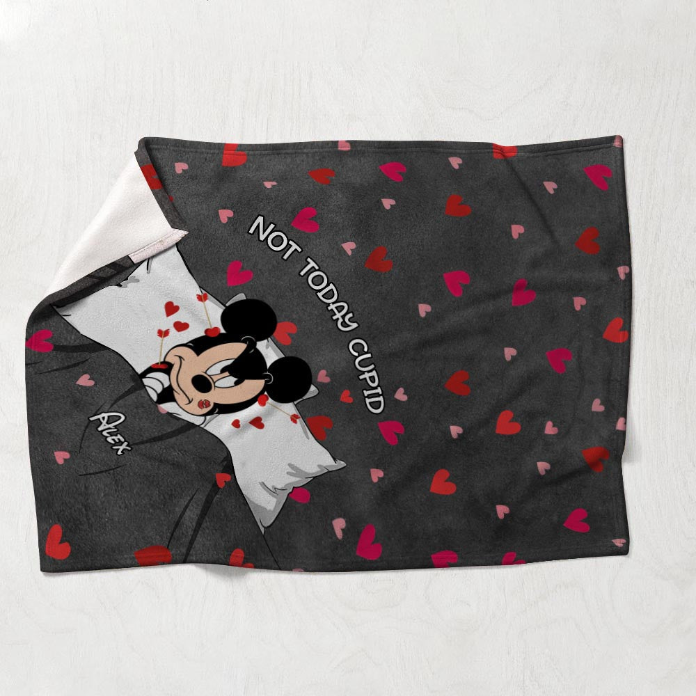 Personalized Not Today Cupid Mouse Blanket Custom Gift for Valentine