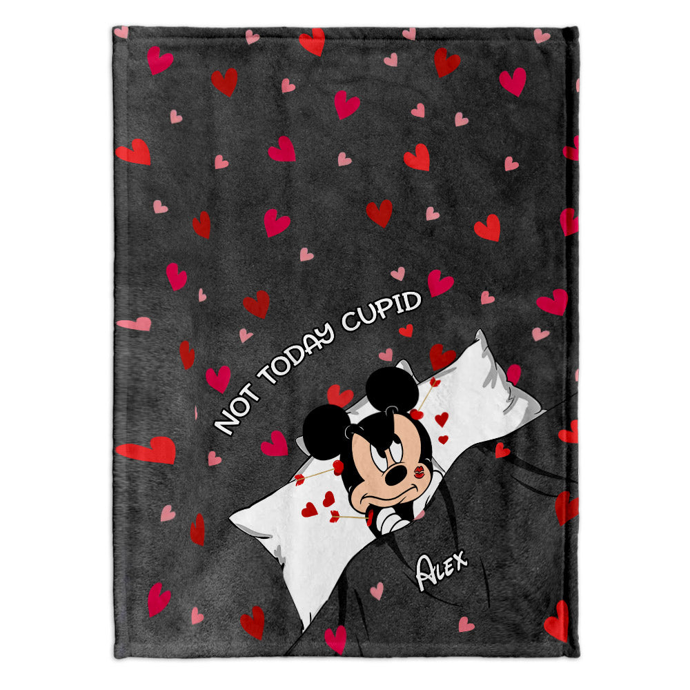 Personalized Not Today Cupid Mouse Blanket Custom Gift for Valentine