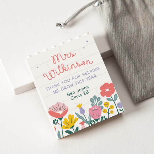 Personalized Floral Thank You Building Blocks Gift for Teacher