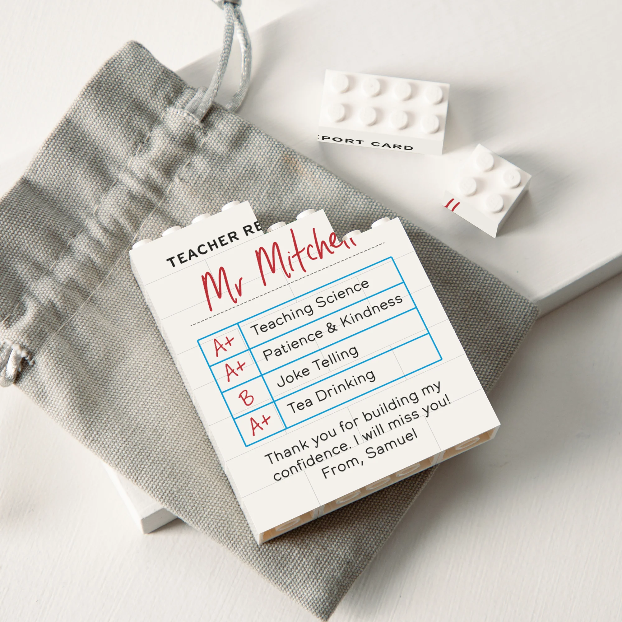 Personalized Building Blocks Teacher Report Card Gift