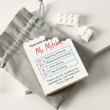 Load image into Gallery viewer, Personalized Building Blocks Teacher Report Card Gift
