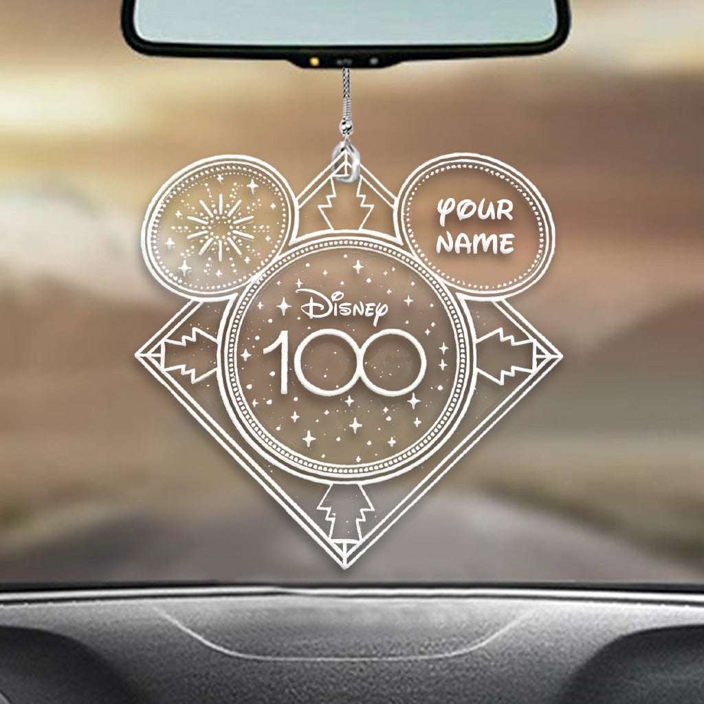 Personalized Disney 100 Car Ornament Custom Name Gift for Christmas