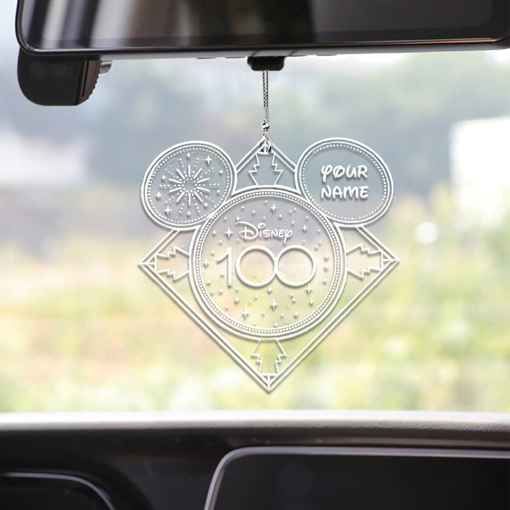 Personalized Disney 100 Car Ornament Custom Name Gift for Christmas
