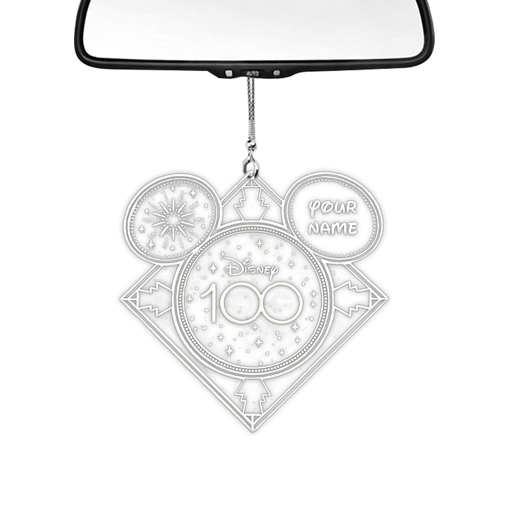 Personalized Disney 100 Car Ornament Custom Name Gift for Christmas
