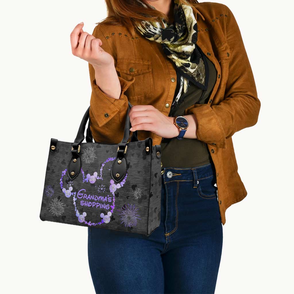Personalized Leather Handbag for Grandma's Shopping Gift