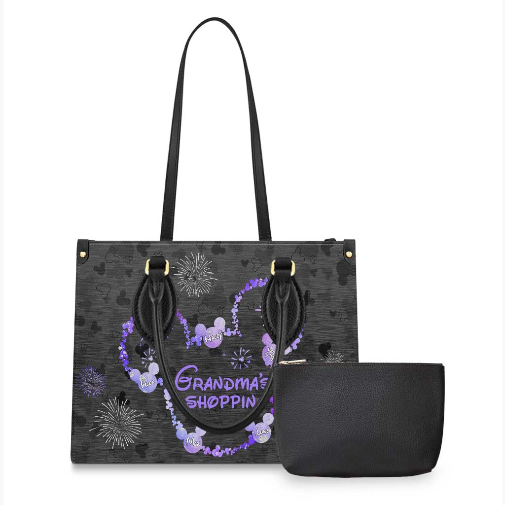 Personalized Leather Handbag for Grandma's Shopping Gift