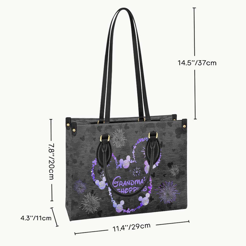 Personalized Leather Handbag for Grandma's Shopping Gift