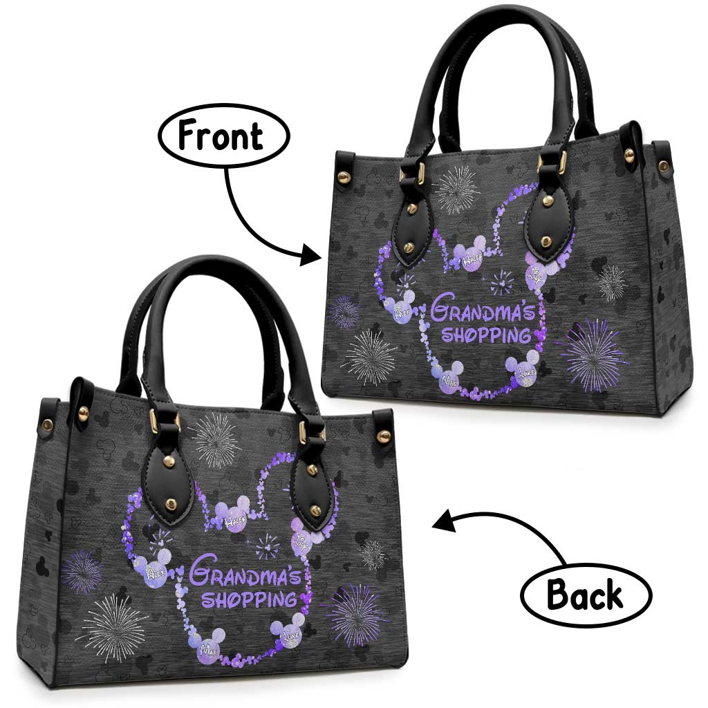 Personalized Leather Handbag for Grandma's Shopping Gift