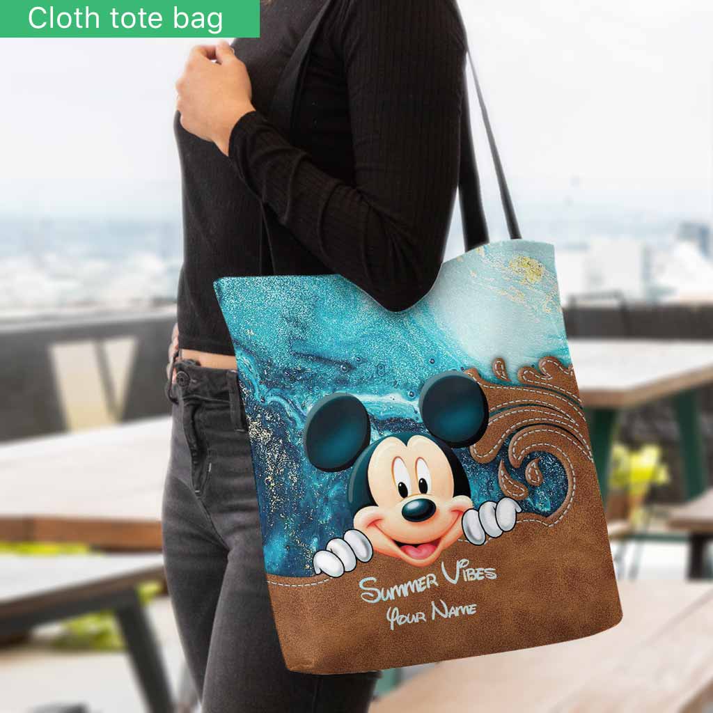 Personalized Mickey Mouse Tote Bag Summer Vibes Custom Name Gift