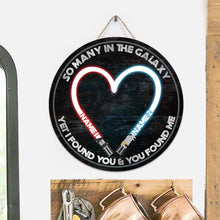 Load image into Gallery viewer, Personalized Round Wood Sign Custom Couple Gift for Wedding Anniversary
