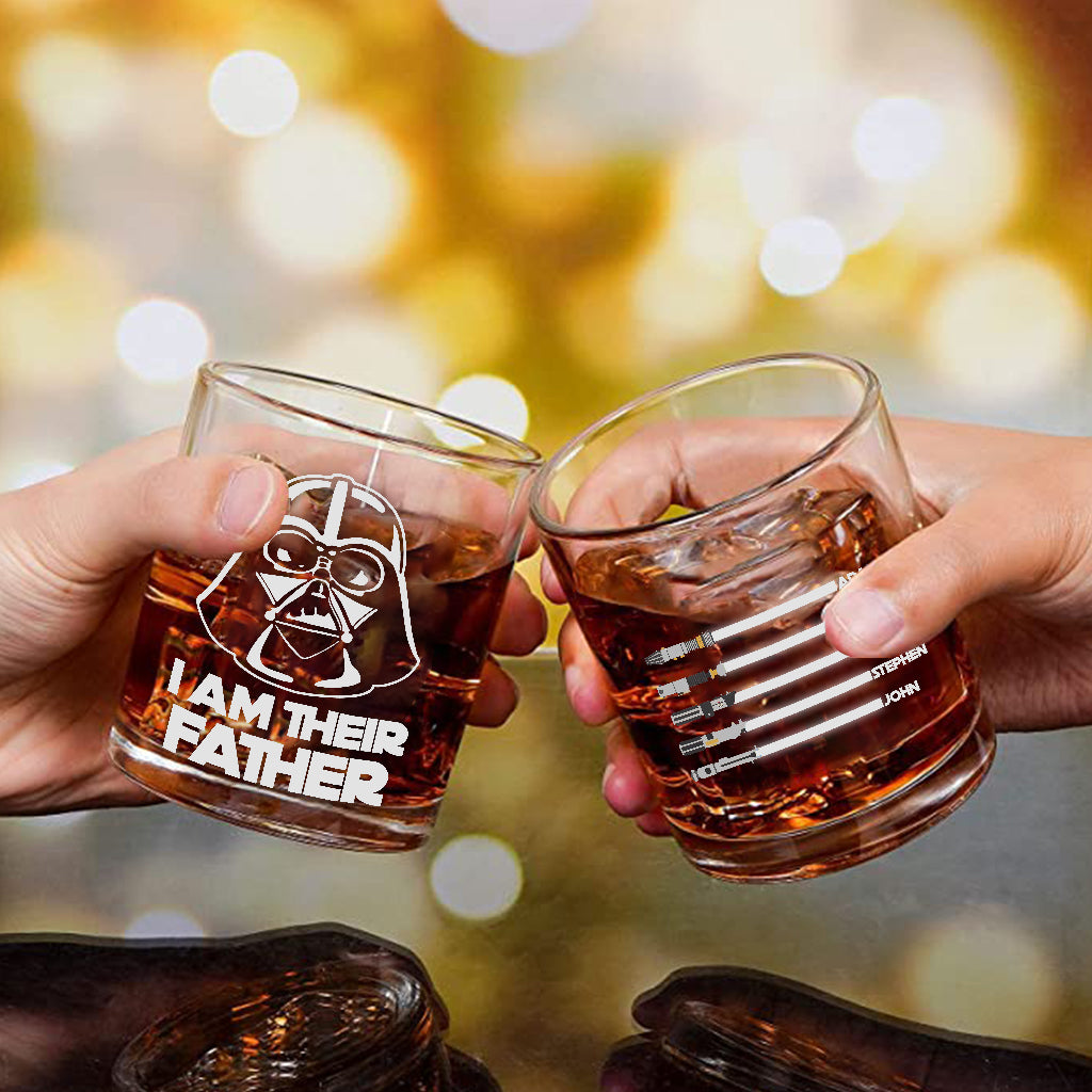 Personalized Rock Glass Custom Engraved I Am Their Father Gift for Dad