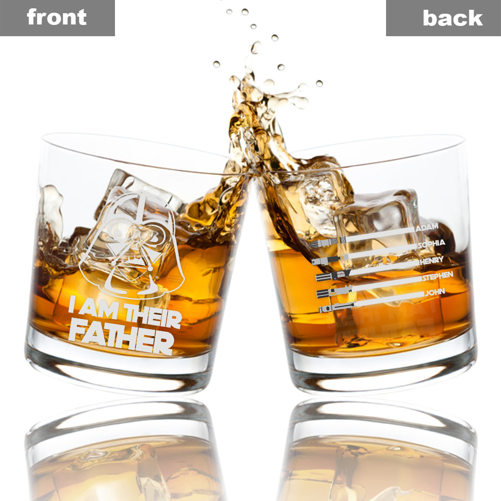 Personalized Rock Glass Custom Engraved I Am Their Father Gift for Dad