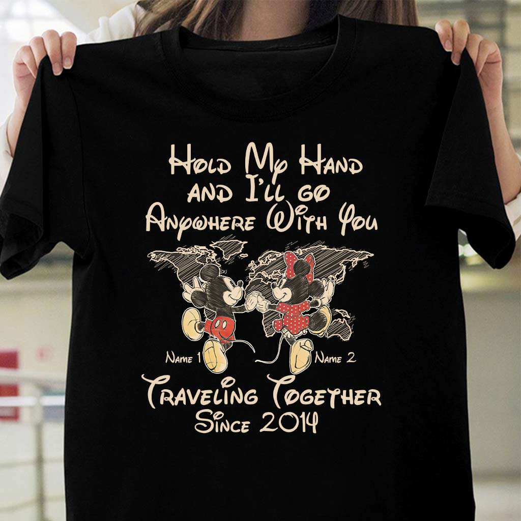 Personalized Couple T-shirt Custom Names Travel Together Gift