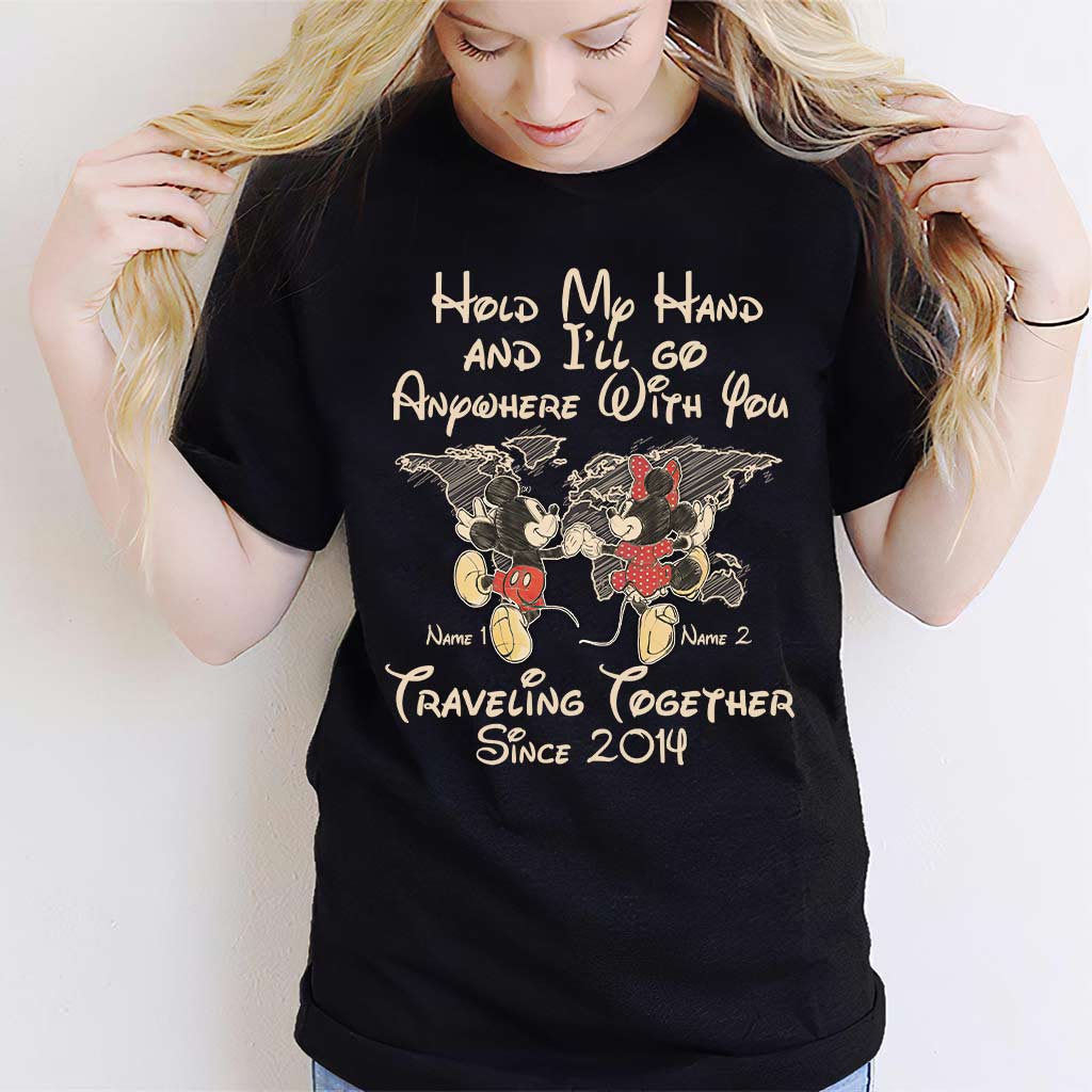 Personalized Couple T-shirt Custom Names Travel Together Gift